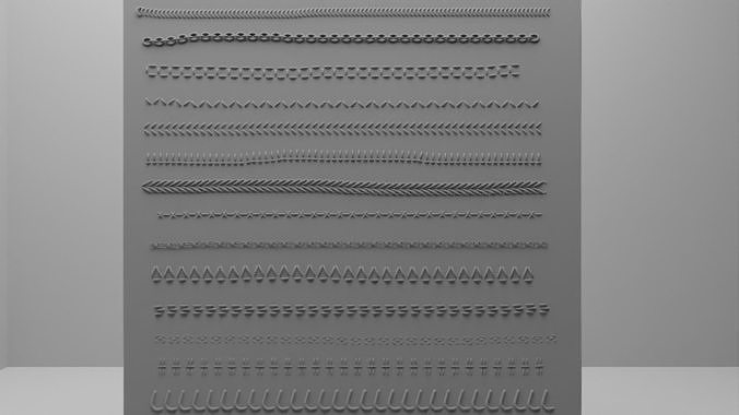 Third pack with 14 IMM Stitches Sewing Brush for Zbrush 3D model 3D model