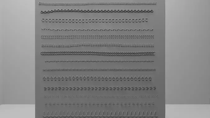 Third pack with 14 IMM Stitches Sewing Brush for Zbrush 3D model