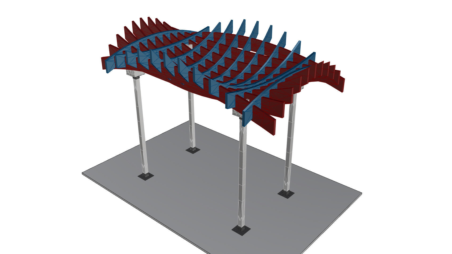 Wavy Parametric Pergola 02 3D model_30