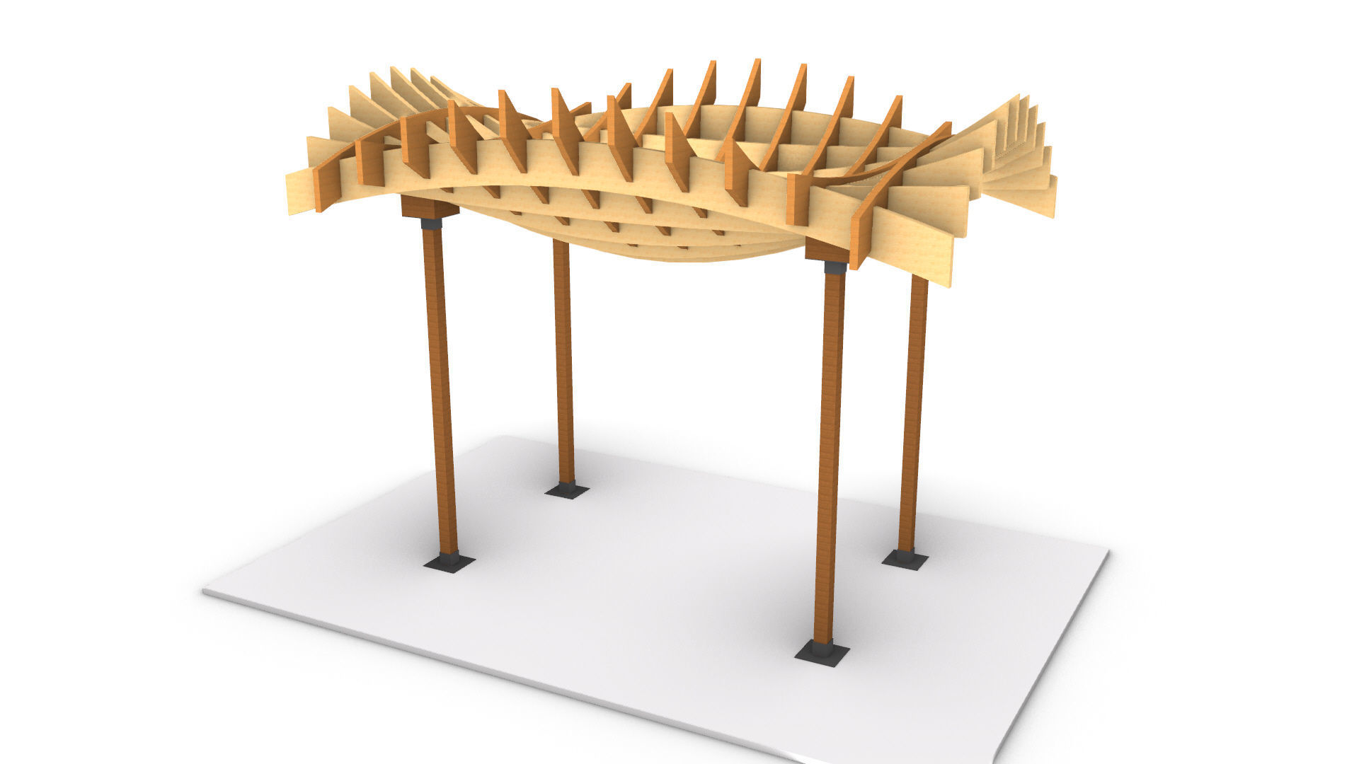 Wavy Parametric Pergola 02 3D model_3