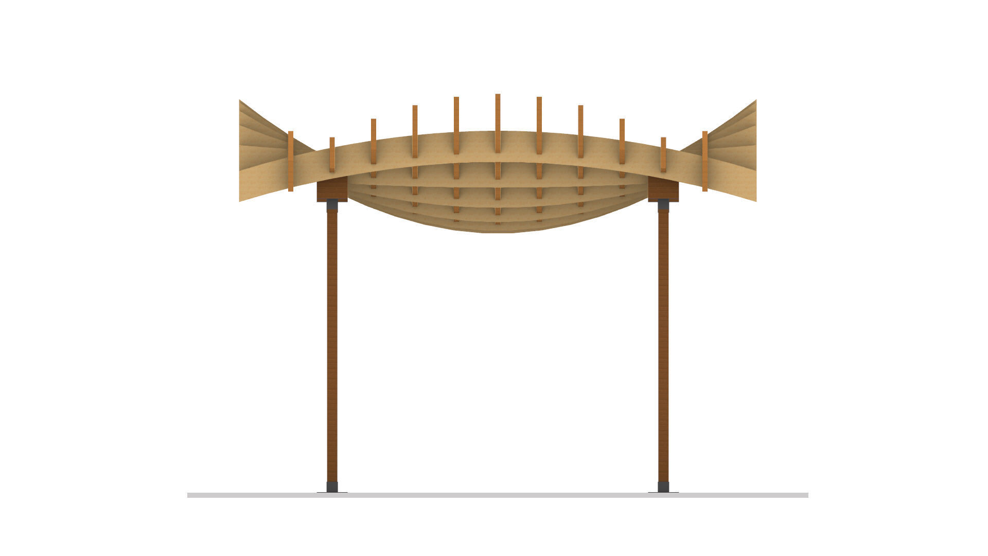 Wavy Parametric Pergola 02 3D model_19