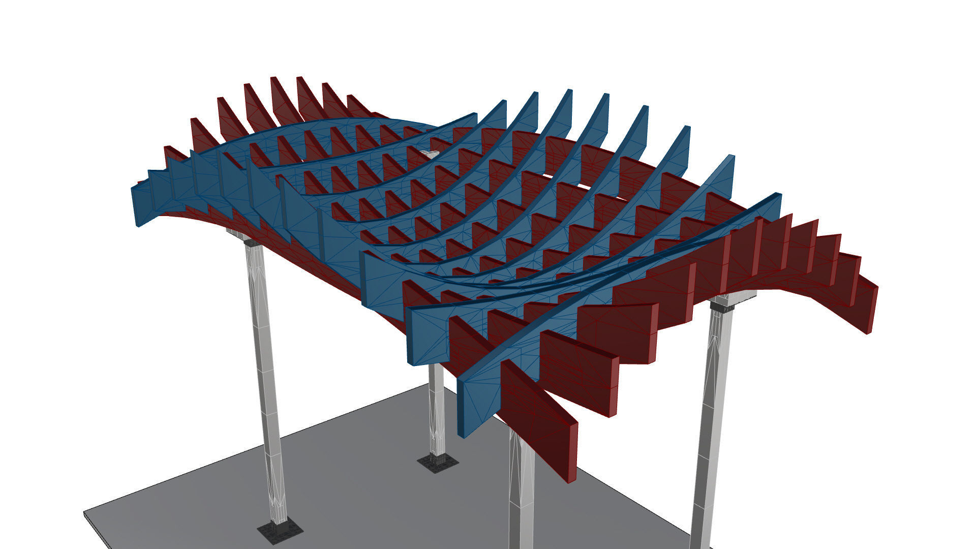 Wavy Parametric Pergola 02 3D model_34