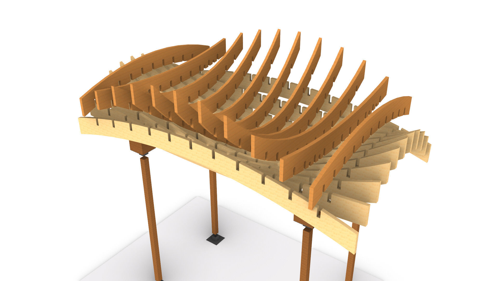 Wavy Parametric Pergola 02 3D model_13