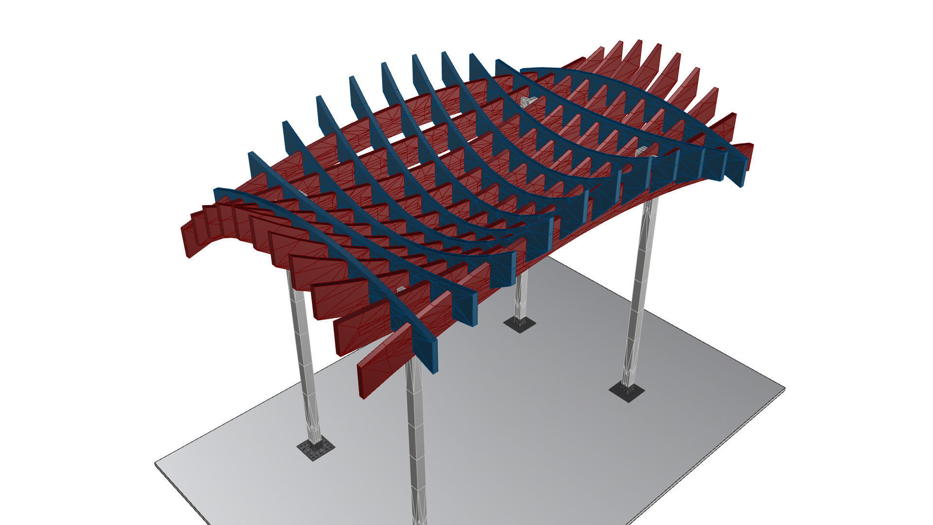 Wavy Parametric Pergola 02 3D model_29