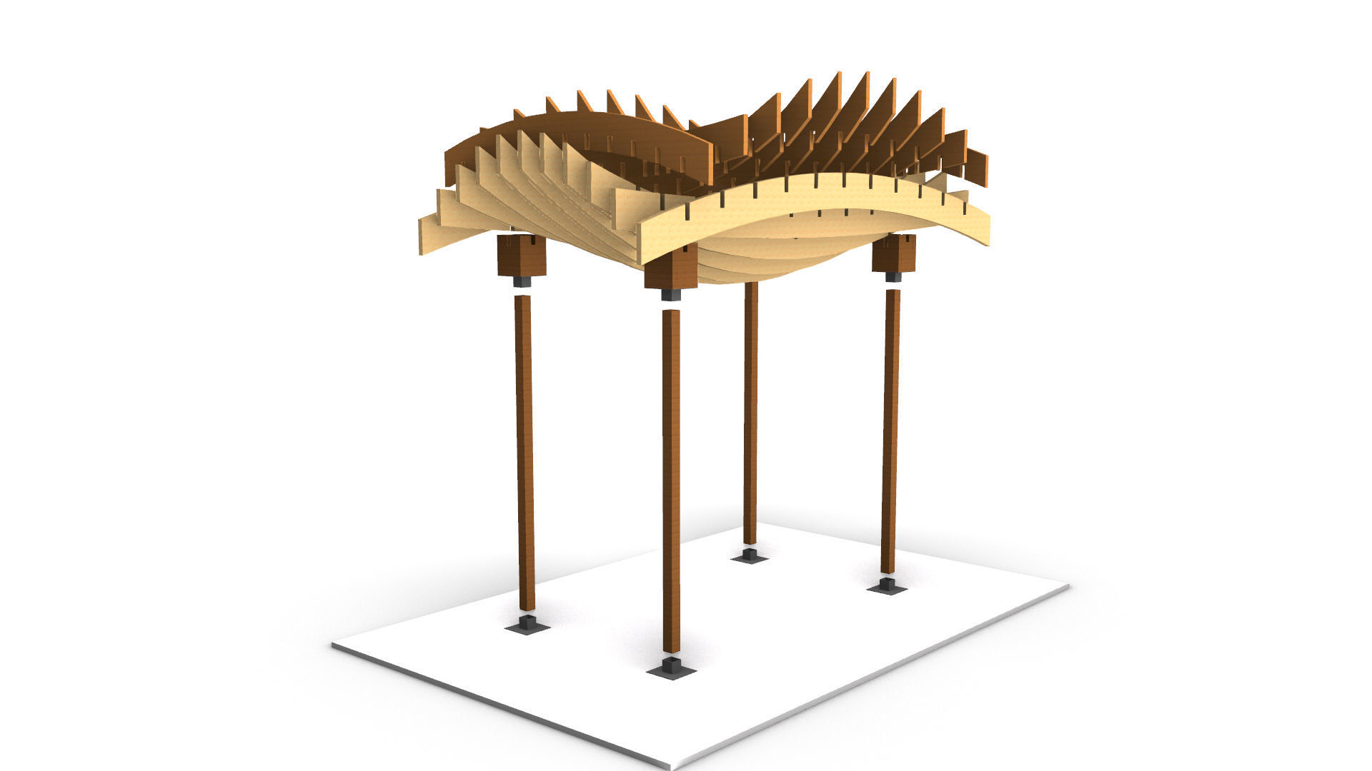 Wavy Parametric Pergola 02 3D model_15