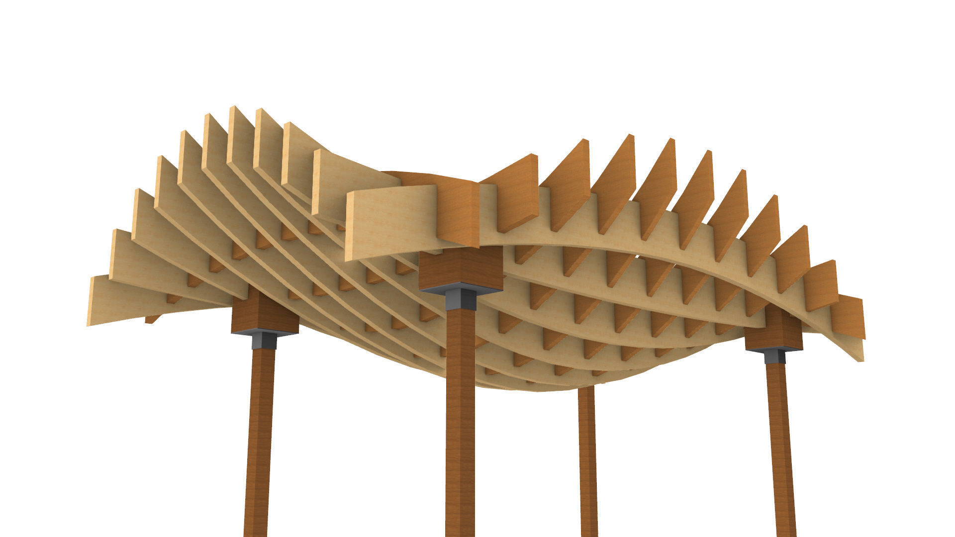 Wavy Parametric Pergola 02 3D model_6