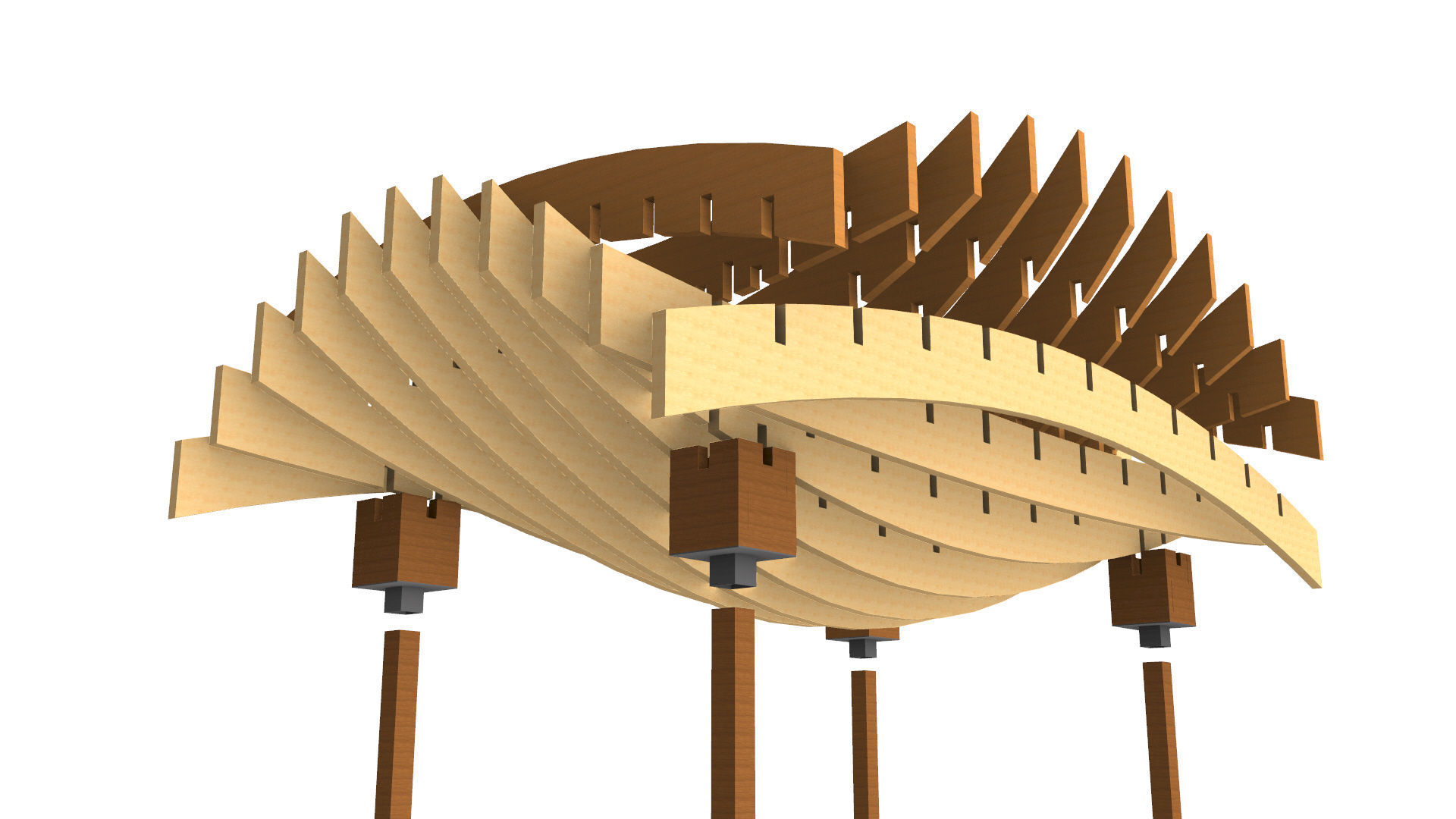 Wavy Parametric Pergola 02 3D model_12