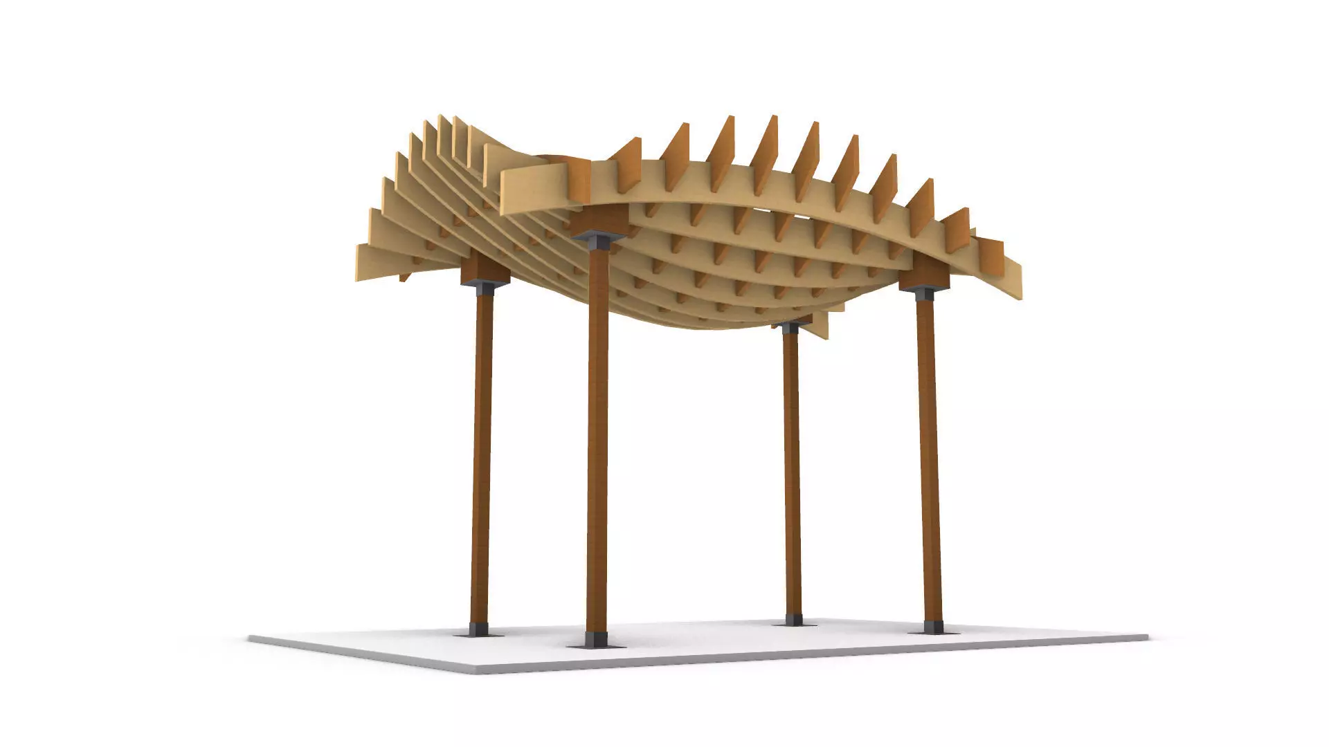 Wavy Parametric Pergola 02 3D model_0