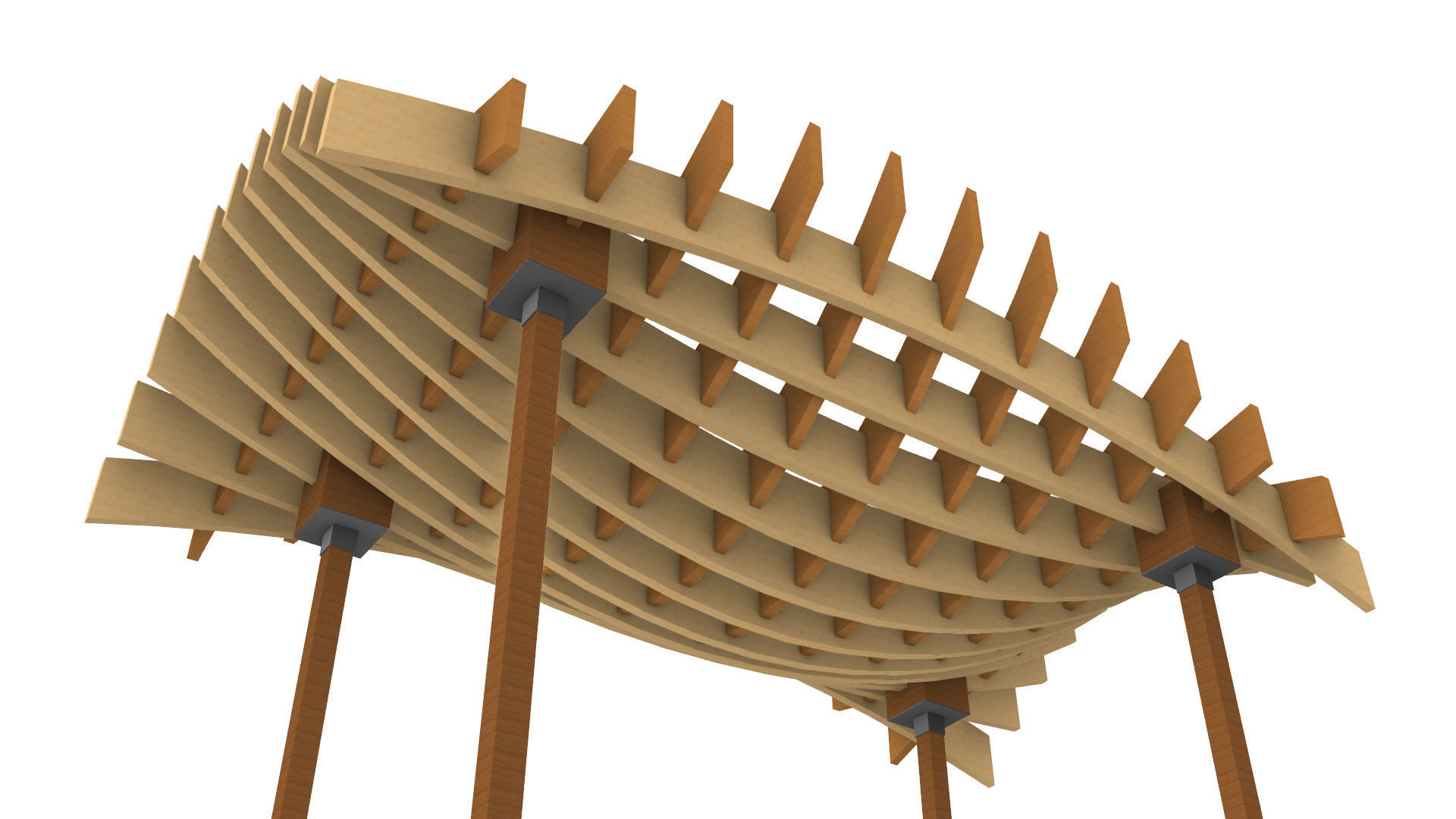 Wavy Parametric Pergola 02 3D model_8