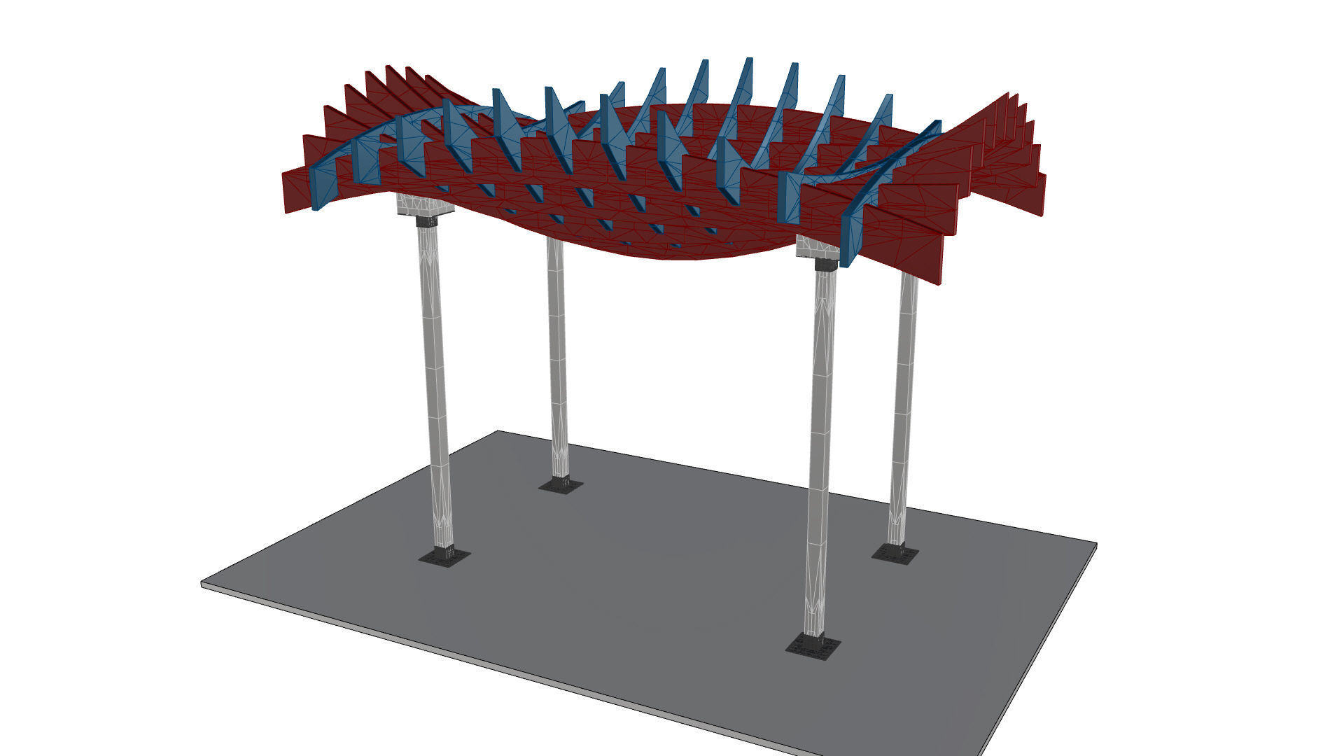 Wavy Parametric Pergola 02 3D model_28