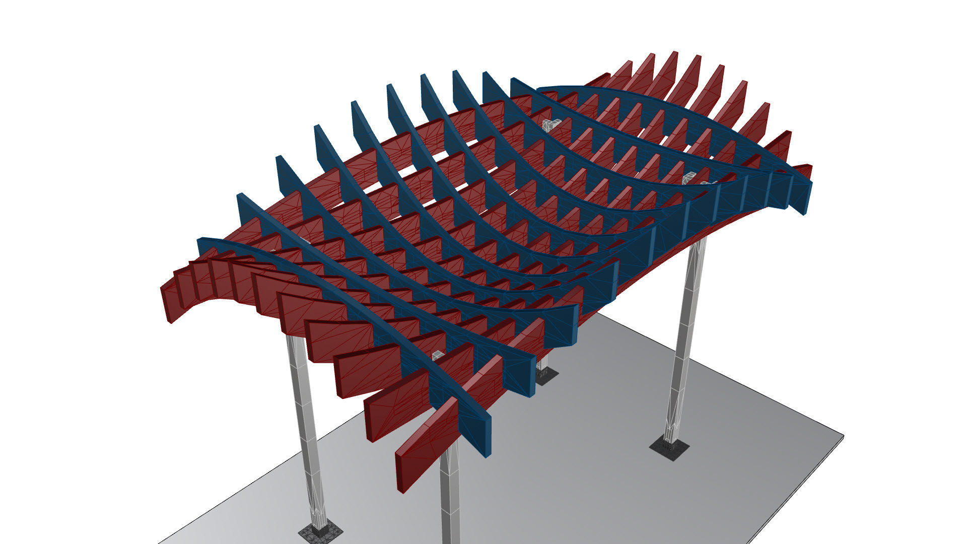 Wavy Parametric Pergola 02 3D model_35