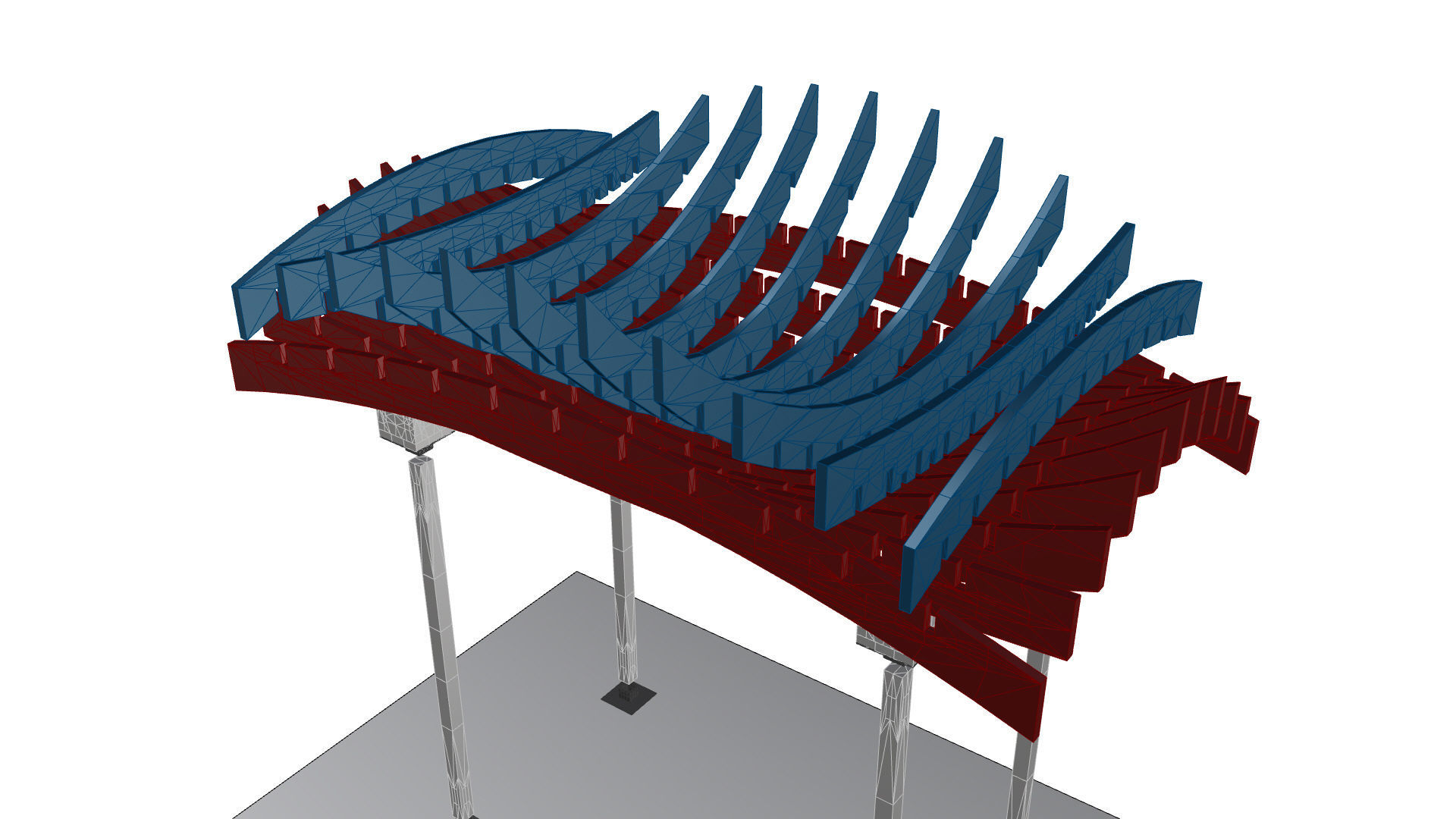 Wavy Parametric Pergola 02 3D model_38