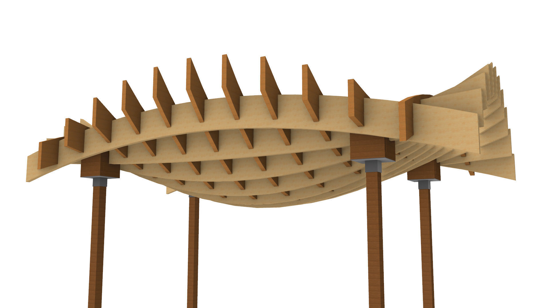 Wavy Parametric Pergola 02 3D model_7