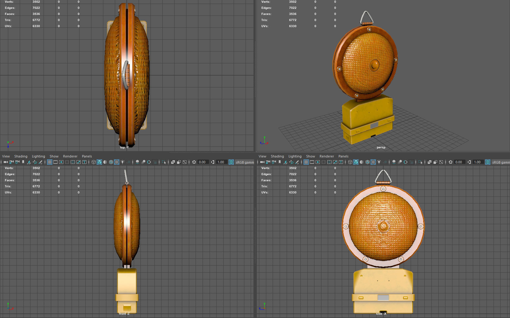 Barricade Light Low-poly 3D model_6