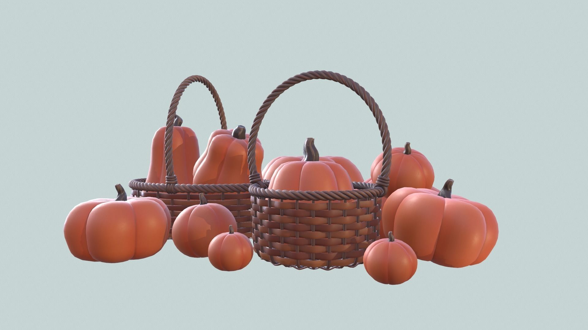 Wicker baskets 3D model_9