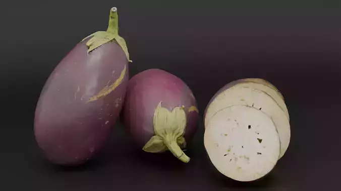 Eggplant Low-poly 3D model 6
