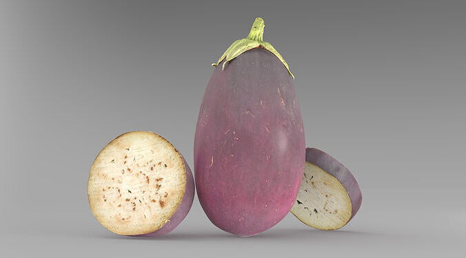 Eggplant Low-poly 3D model 7