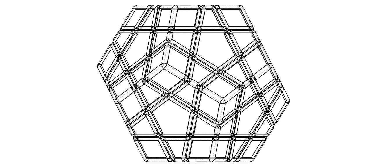 Wireframe Shape Geometric Megaminx Cube 3D print model_39