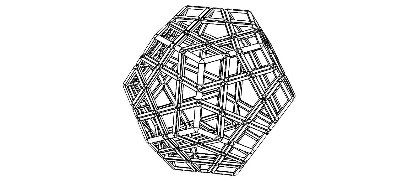 Wireframe Shape Geometric Megaminx Cube 3D print model_6
