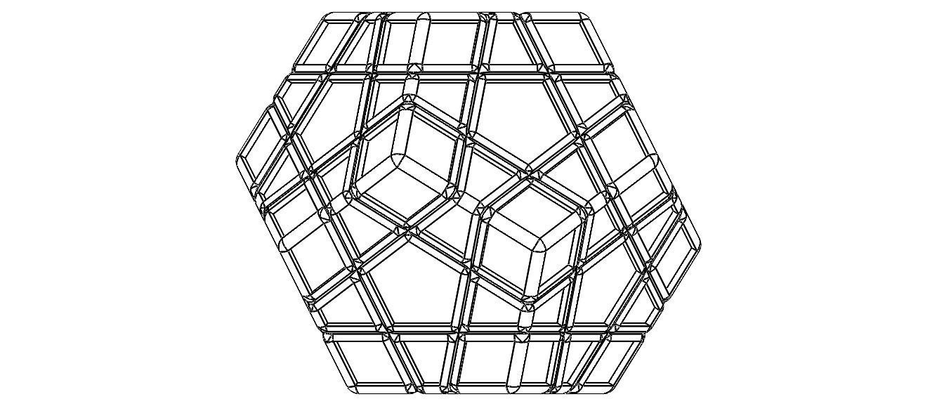 Wireframe Shape Geometric Megaminx Cube 3D print model_38