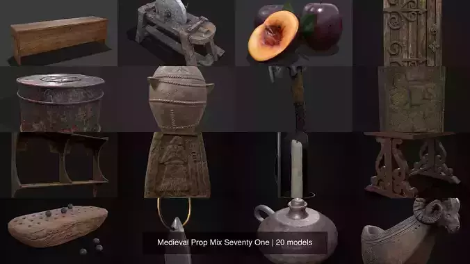 Medieval Prop Mix Seventy One 3D Model Collection
