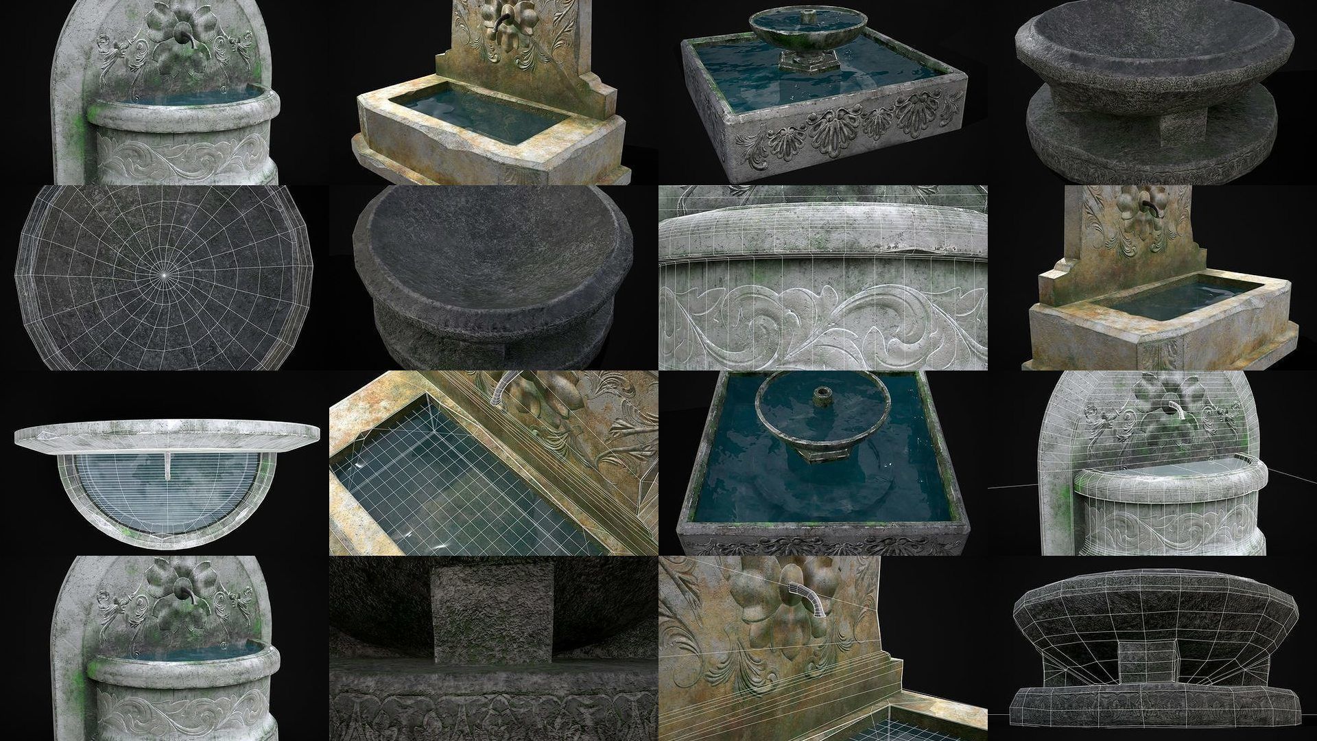 Exterior Stone Structures Mix 3D Model Collection_21