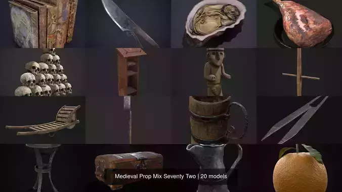 Medieval Prop Mix Seventy Two 3D Model Collection
