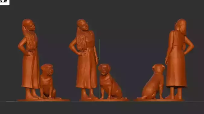 girl love dog miniature  3D print model