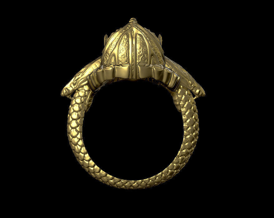 skull and snake ring 3D print model_6
