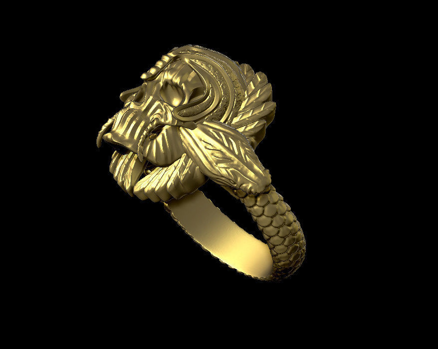 skull and snake ring 3D print model_4