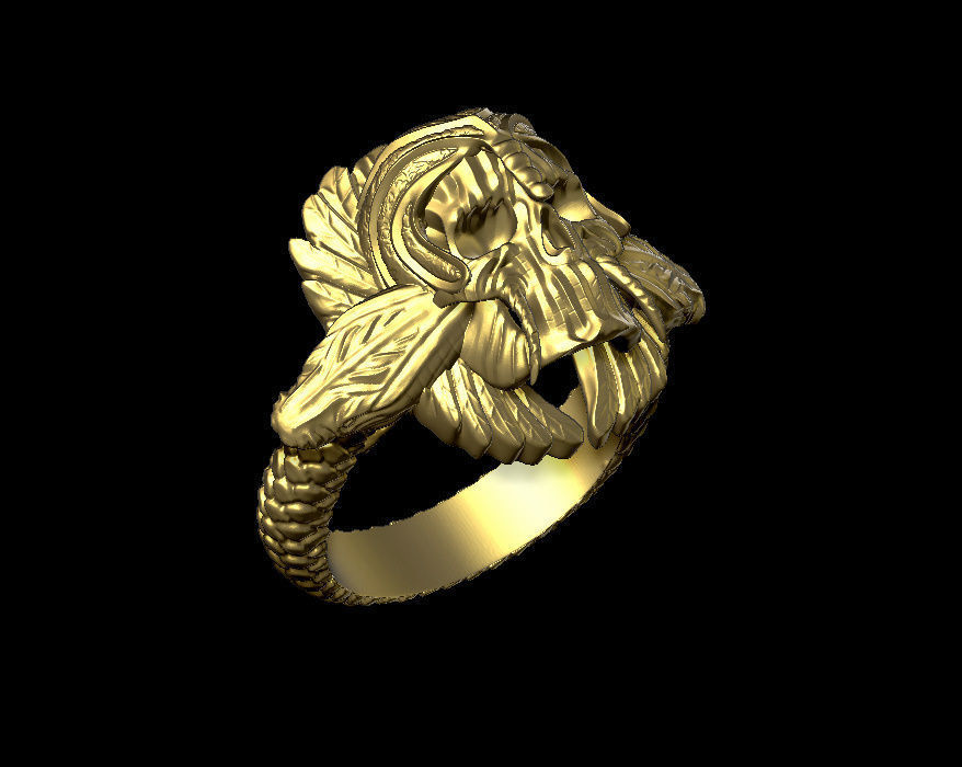 skull and snake ring 3D print model_3
