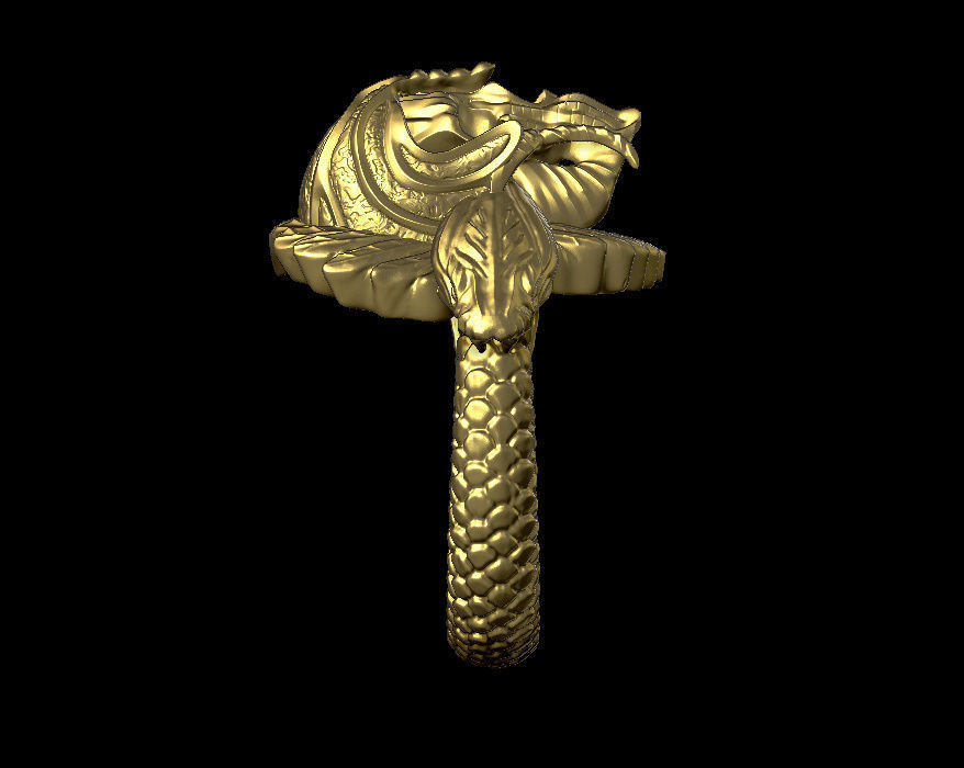 skull and snake ring 3D print model_5