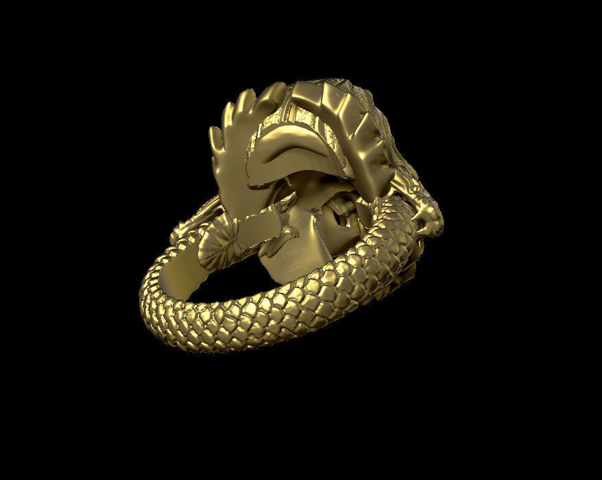 skull and snake ring 3D print model_7