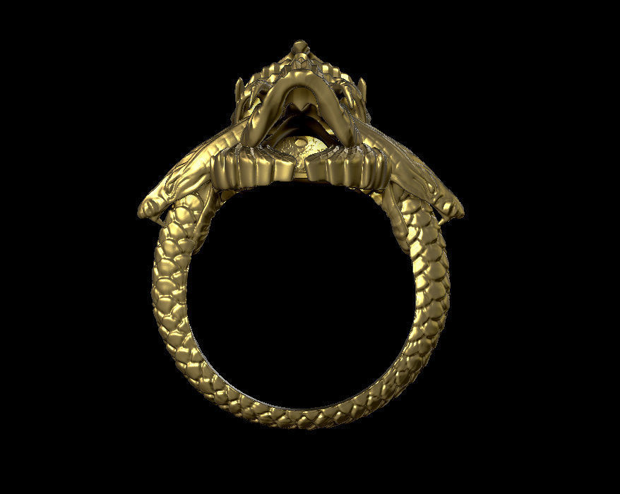 skull and snake ring 3D print model_2