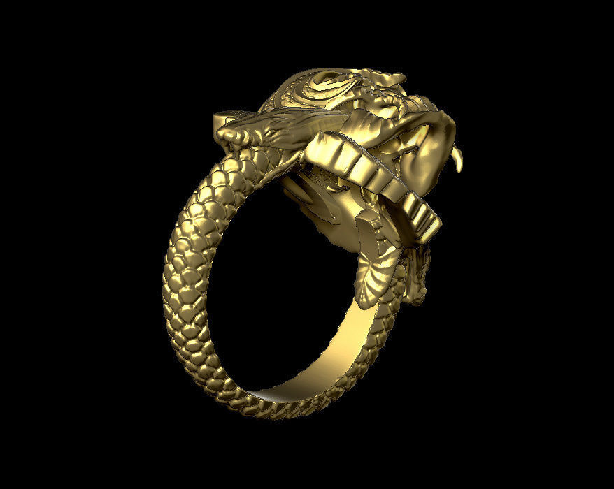 skull and snake ring 3D print model_9