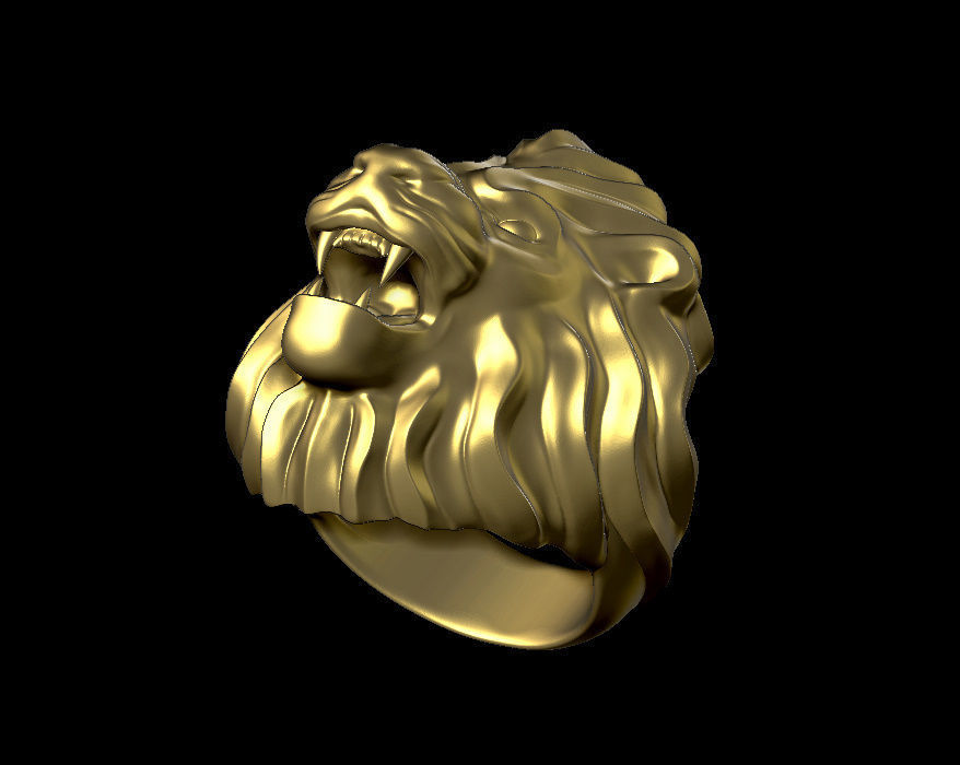 lion ring 3D print model_7