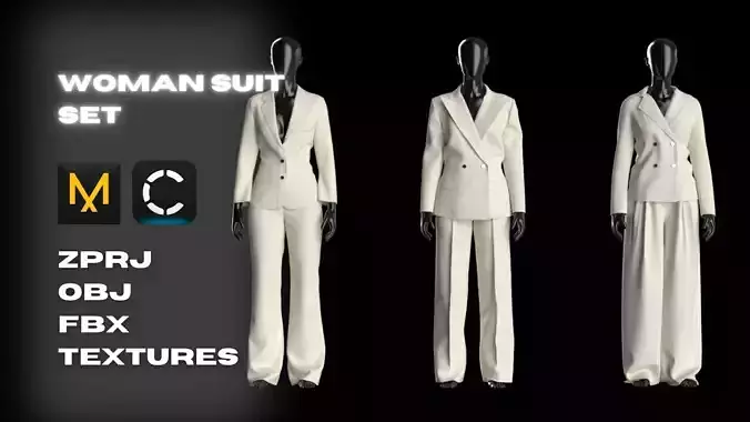 Woman Suit Set Modeling in Clo3D -  Marvelous Designer 