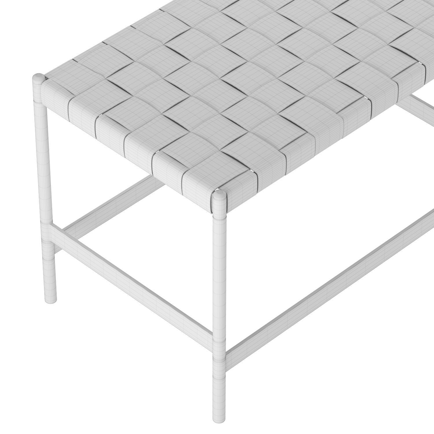 West Elm Woven Leather Bench 3D model_3