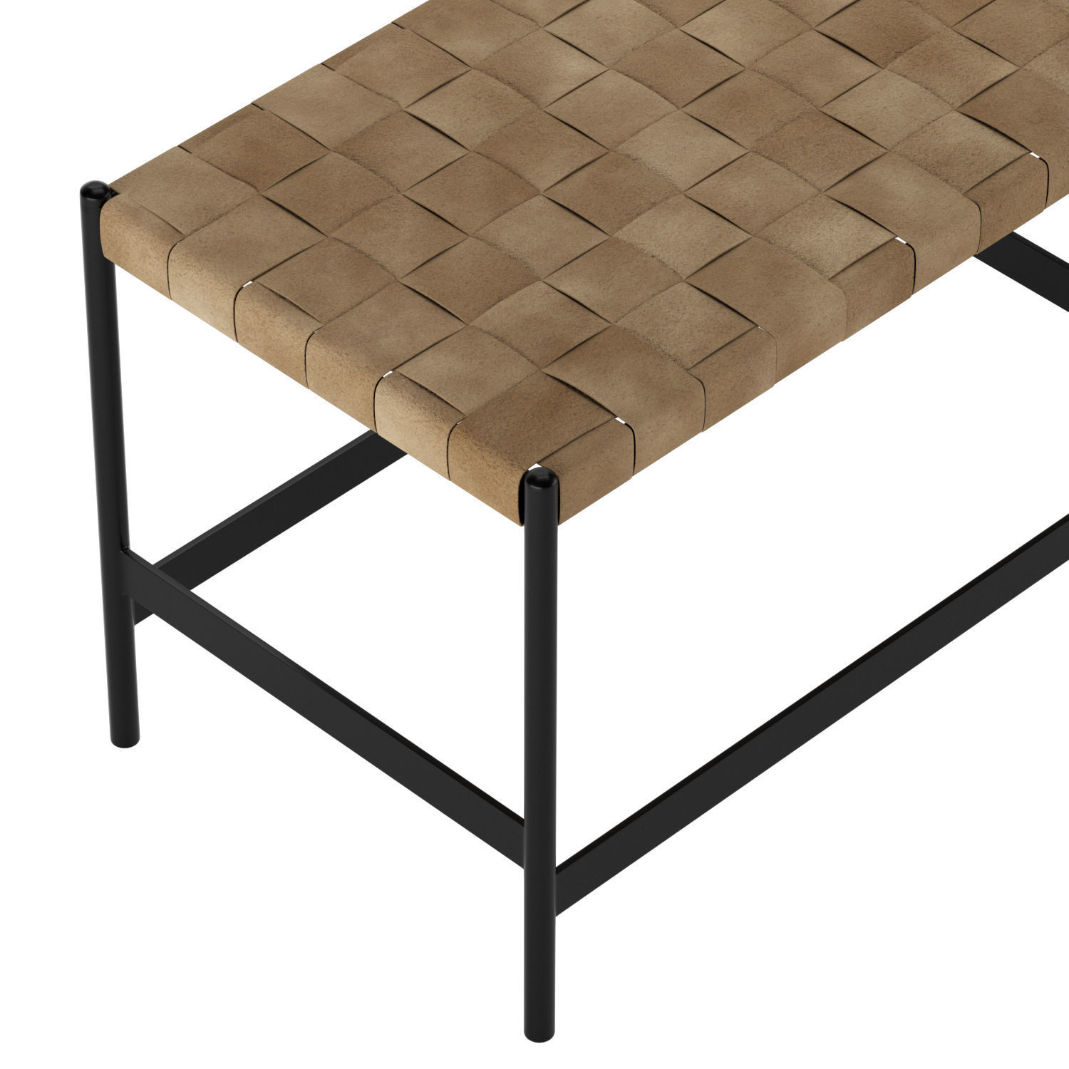 West Elm Woven Leather Bench 3D model_1
