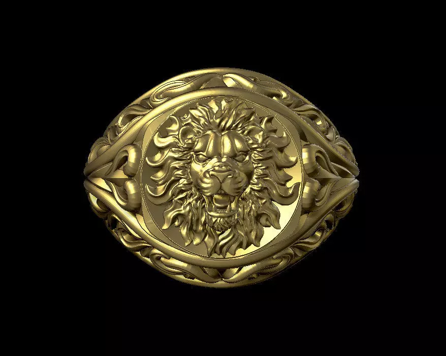 lion ring 3D print model_0