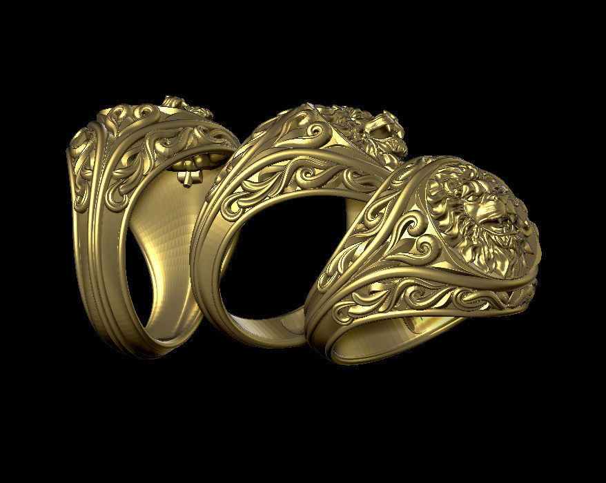 lion ring 3D print model_12