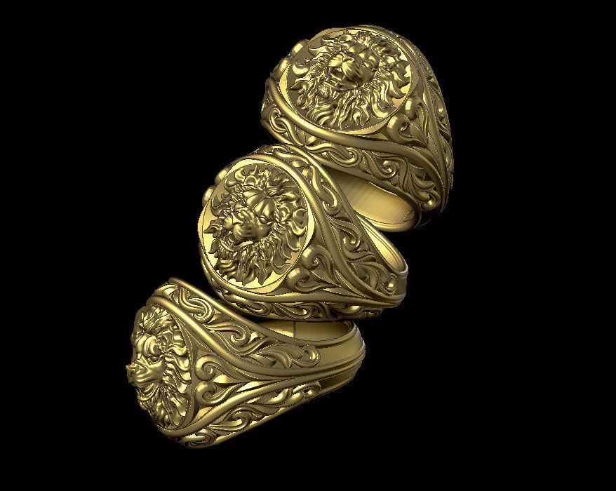 lion ring 3D print model_10