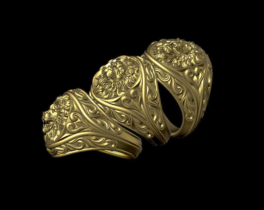 lion ring 3D print model_11