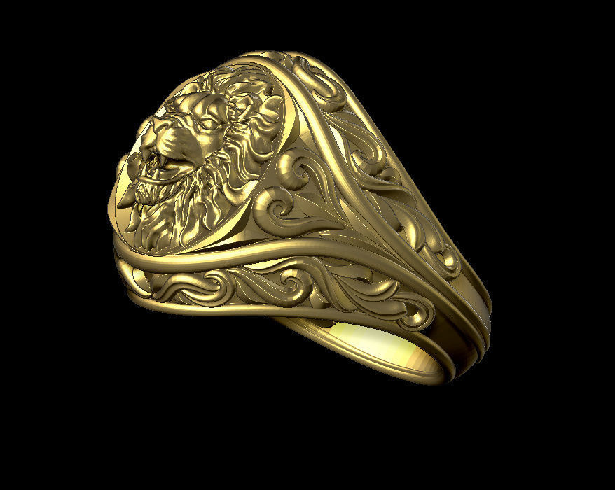 lion ring 3D print model_3