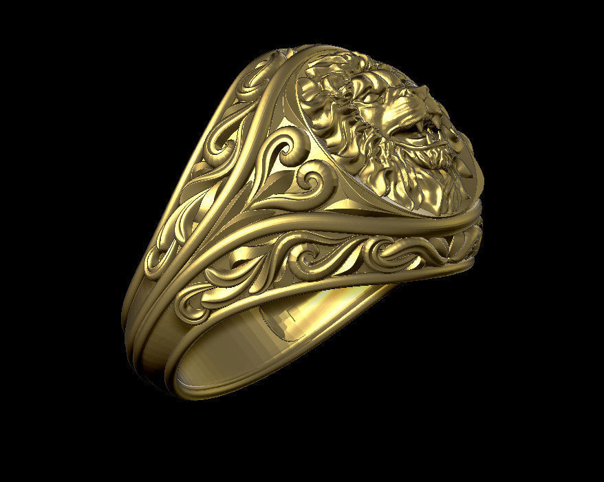 lion ring 3D print model_2
