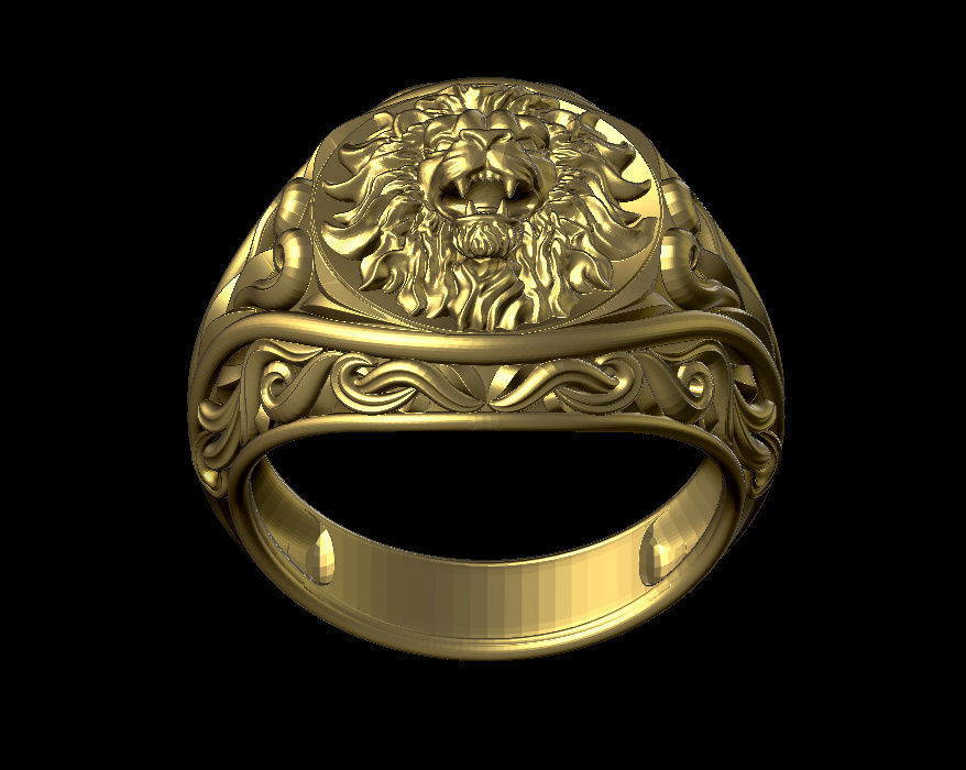 lion ring 3D print model_1