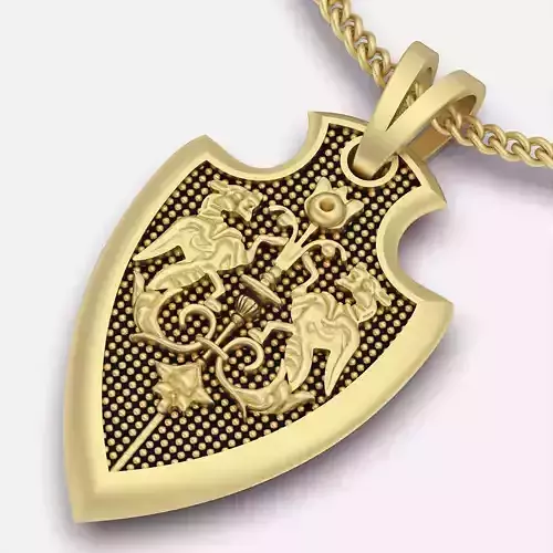 Shield  lion pendant silver  gold jewelry 3D printable model