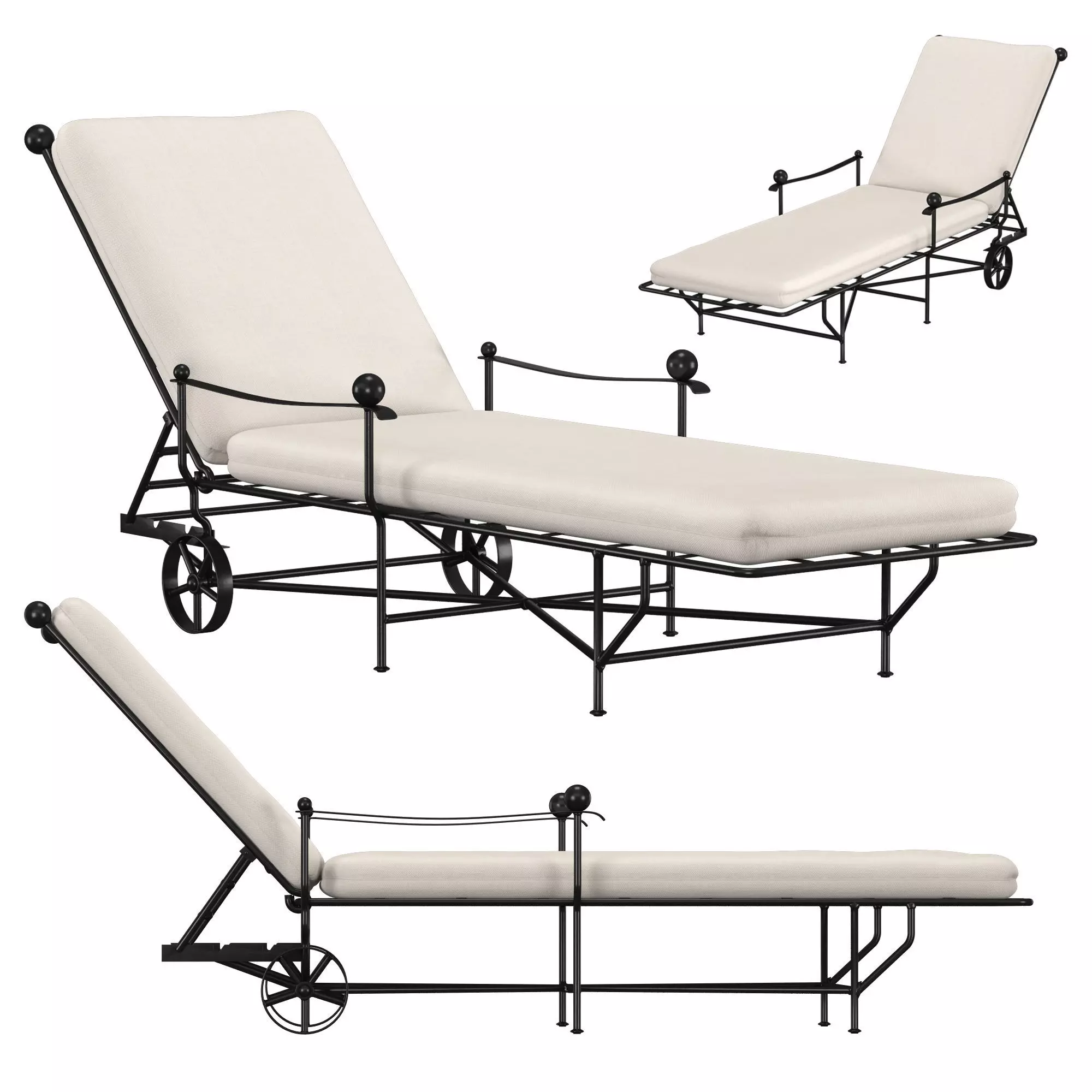 CHAISE LONGUE WITH PLAIN CUSHION 3D model