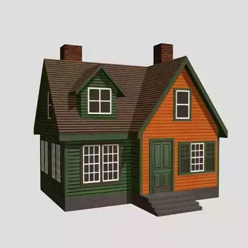 American Style Cottage - Town House Model Low-poly 3D model American Style Cottage - Town House Model Low-poly 3D model