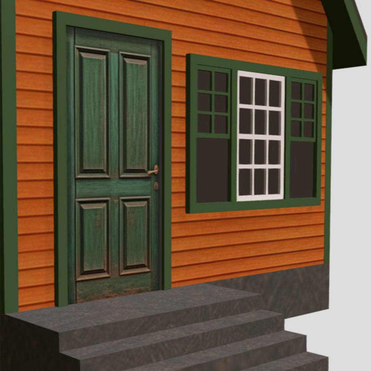 American Style Cottage - Town House Model Low-poly 3D model_4